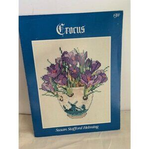 Susan Stafford Helming Crocus Counted Cross Stitch Book Purple Flower Design Fun
